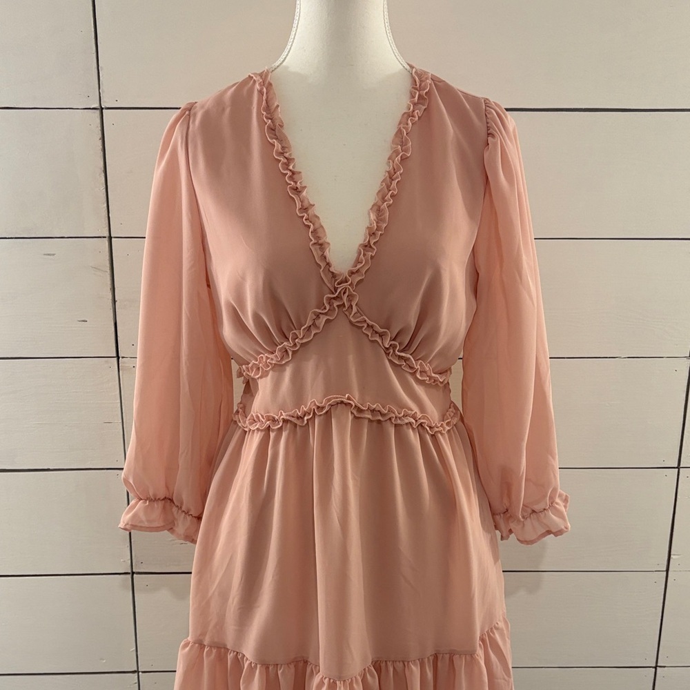 Elegant Pink Long Sleeve Dress